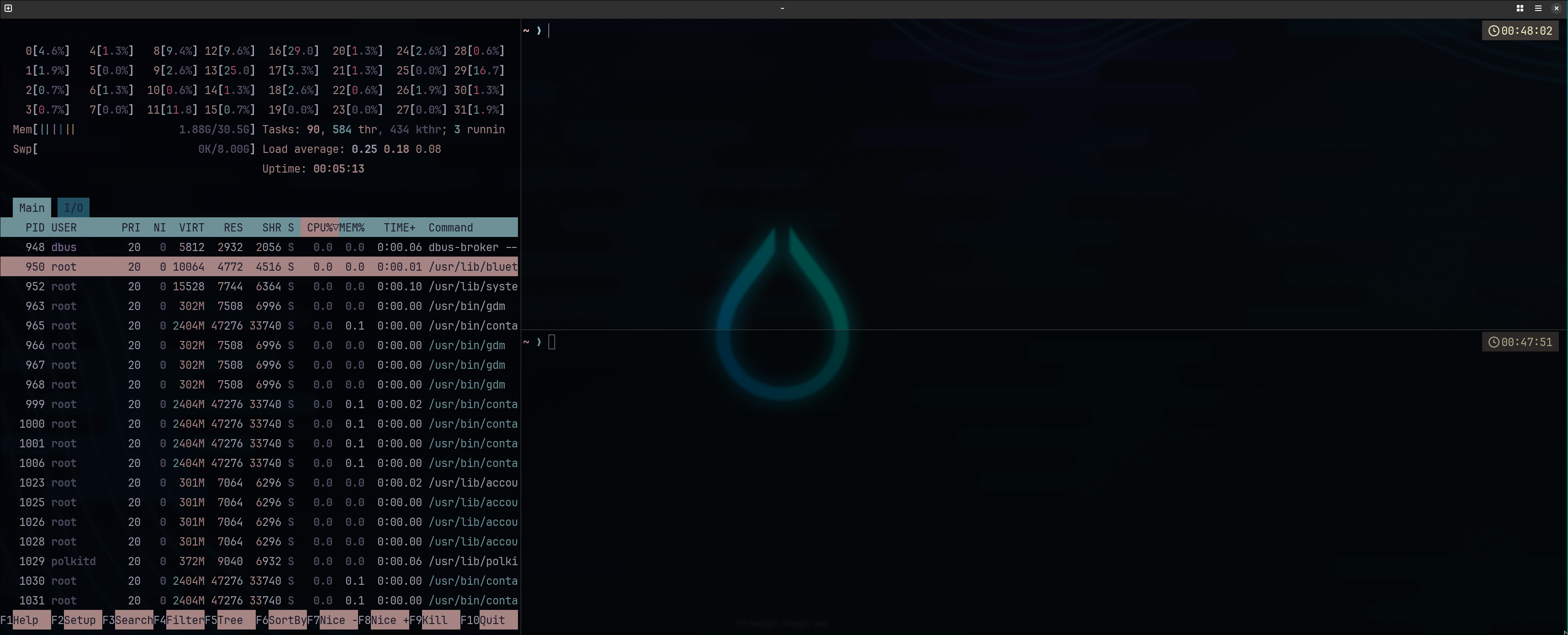Ghostty terminal with rose-pine theme, JetBrainsMono Nerd Font, and custom opacity settings