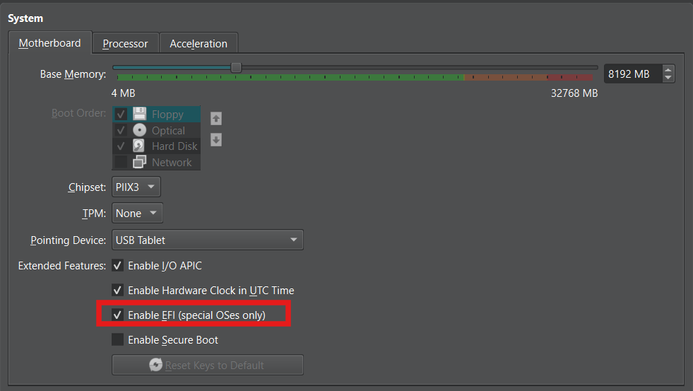 efi checkbox